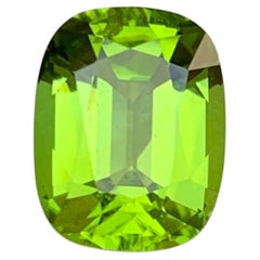 Vivid Green Natural Peridot 3.77 Carat Cushion Cut Loose Gemstone for Ring