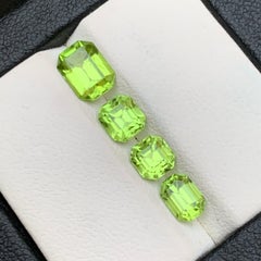 Vivid Green Natural Peridot 4.39 Carat Octagon Cut Loose Gemstones for Jewelry
