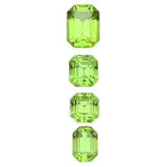 Vivid Green Natural Peridot 4.39 Carat Octagon Cut Loose Gemstones for Jewelry