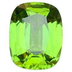 Vivid Green Natural Peridot 4.41 Carat Cushion Cut Loose Gemstone for Ring