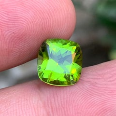 Pietra preziosa naturale di peridoto verde brillante, 4,74 carati, taglio a cuscino antico, sfusa, per anello