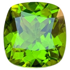 Vivid Green Natural Peridot 6.29 Ct Antique Cushion Cut Loose Gemstone for Ring