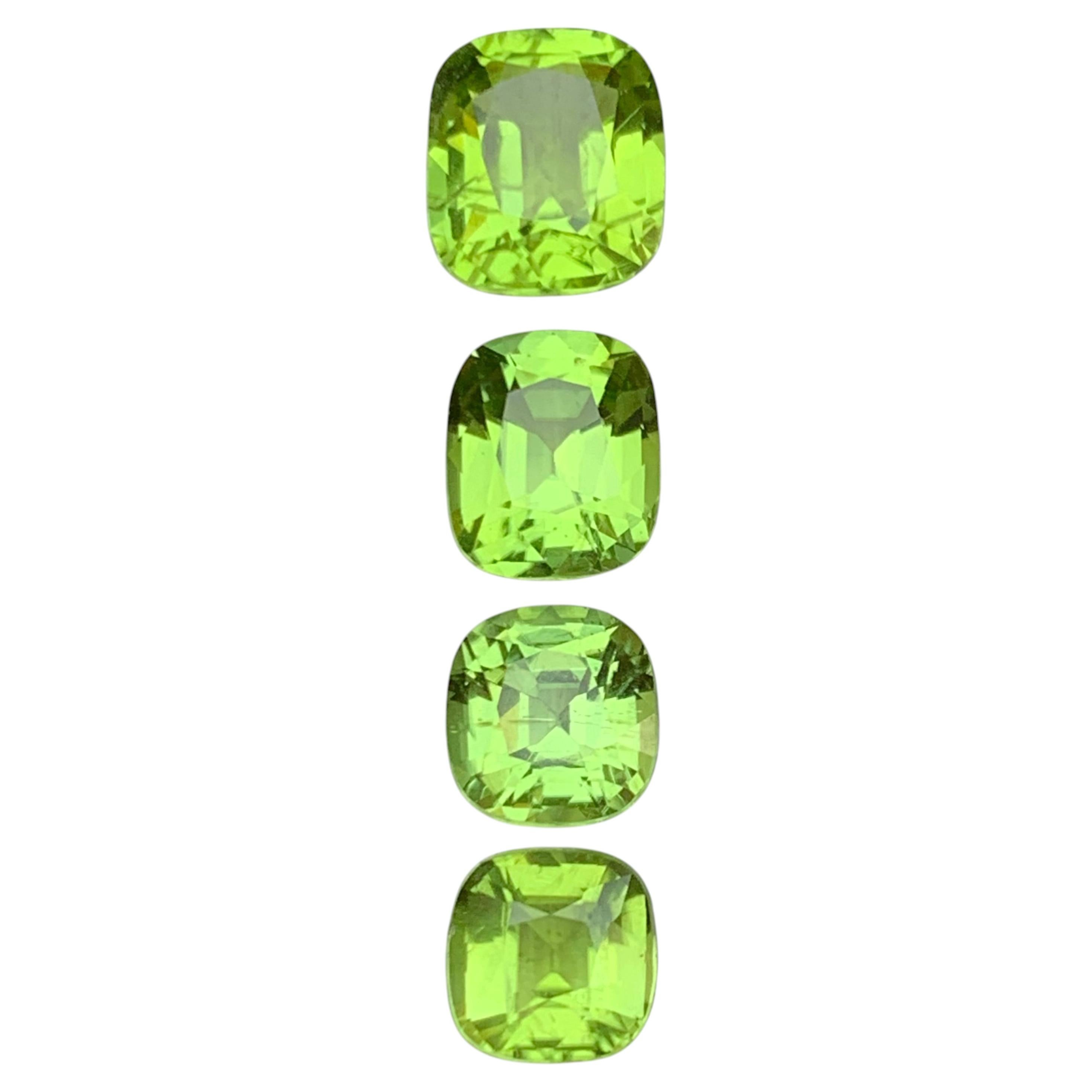 Vivid Green Natural Peridot 6.65 Carat Cushion Cut Loose Gemstones Parcel