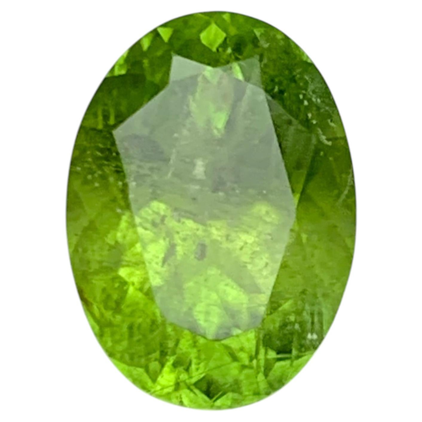Vivid Green Natural Peridot 7.19 Carat Oval Cut Loose Gemstone for Ring —Jewelry For Sale