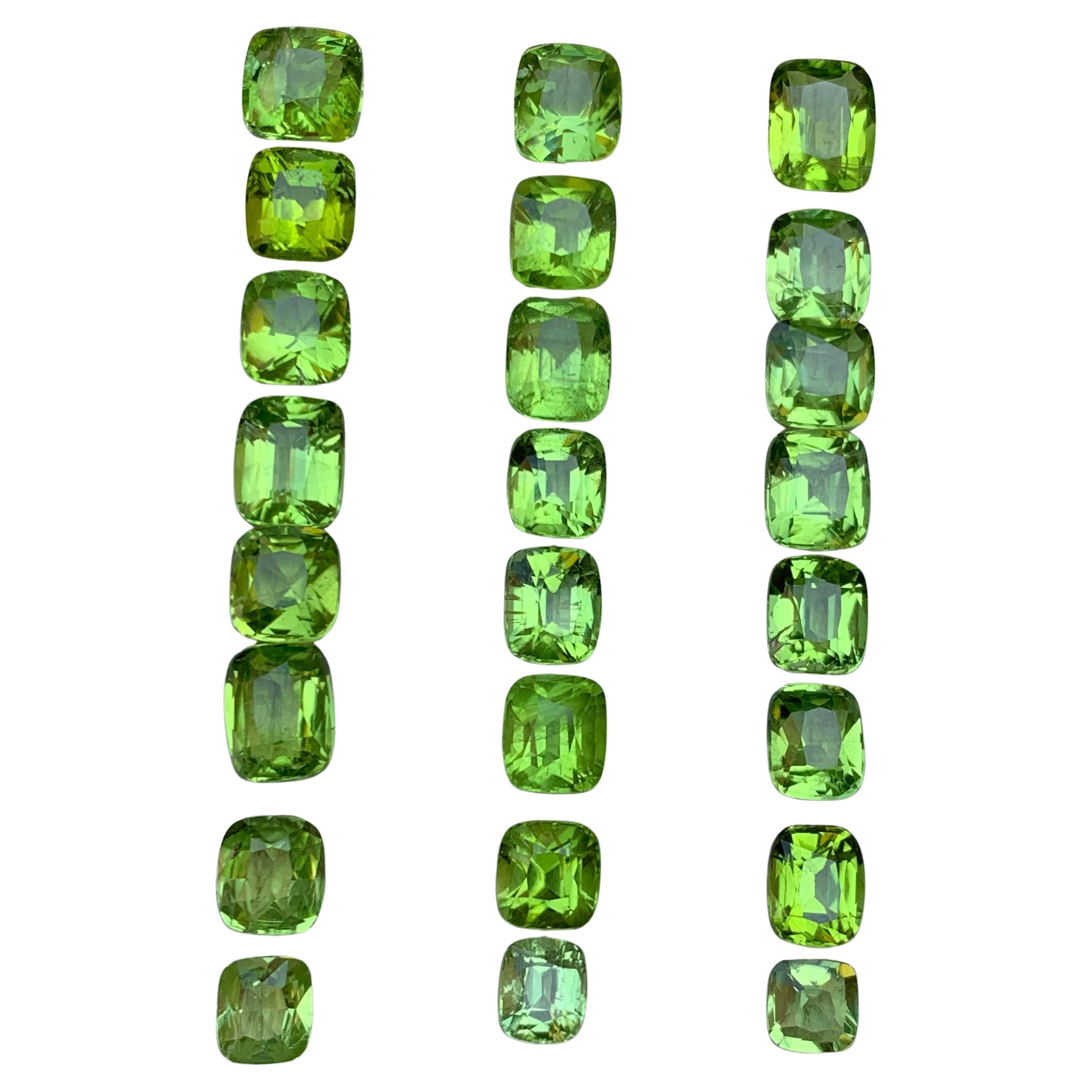 Vivid Green Natural Peridot Cushion Cut 37.87 Carat Loose Gemstones Parcel