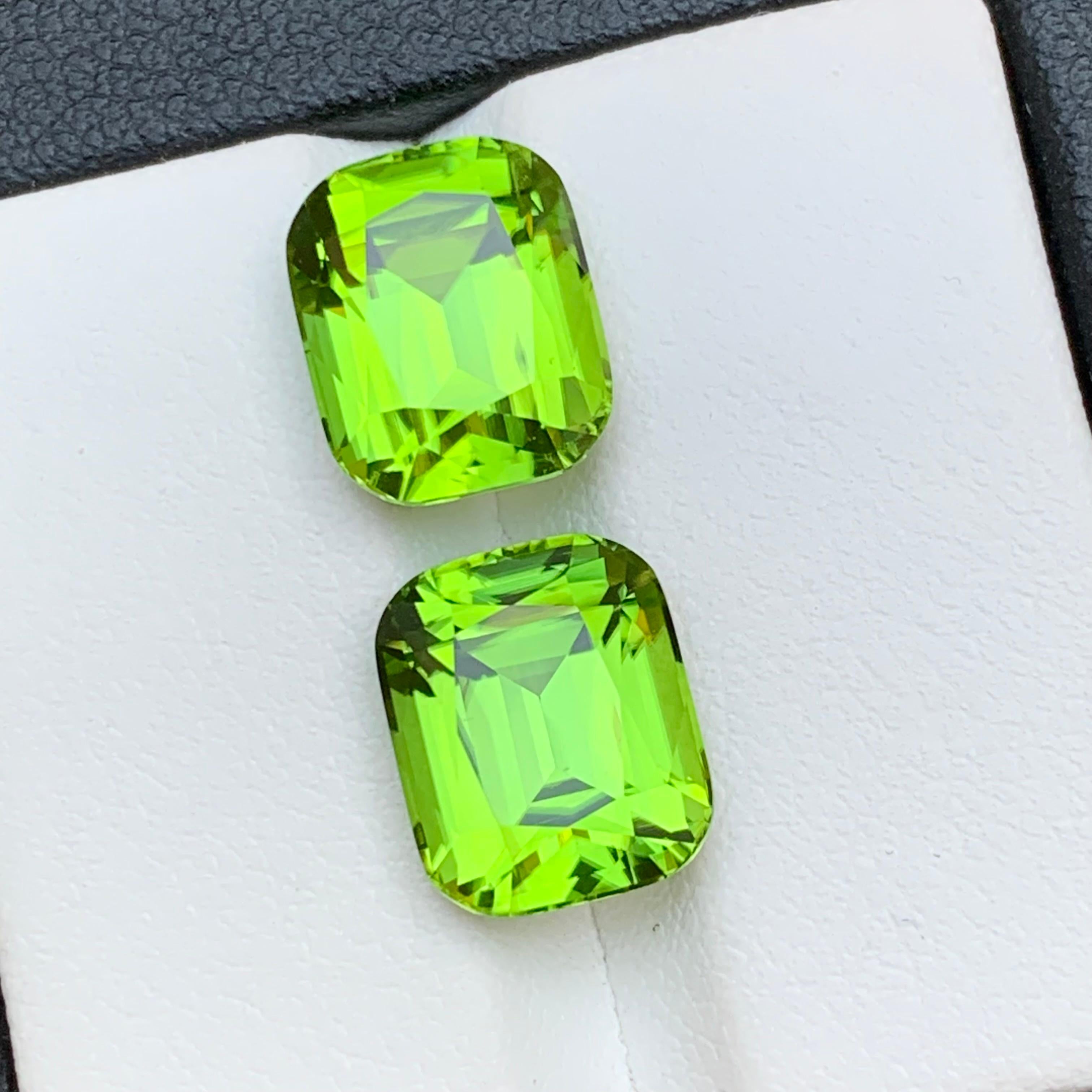 Pendientes de peridoto natural verde vivo Pareja de gemas sueltas Perfect Match 11,60 qt en venta 6