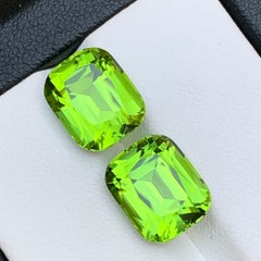 Vivid Green Natural Peridot Earrings Loose Gemstone Perfect Match Pair 11.60 Ct
