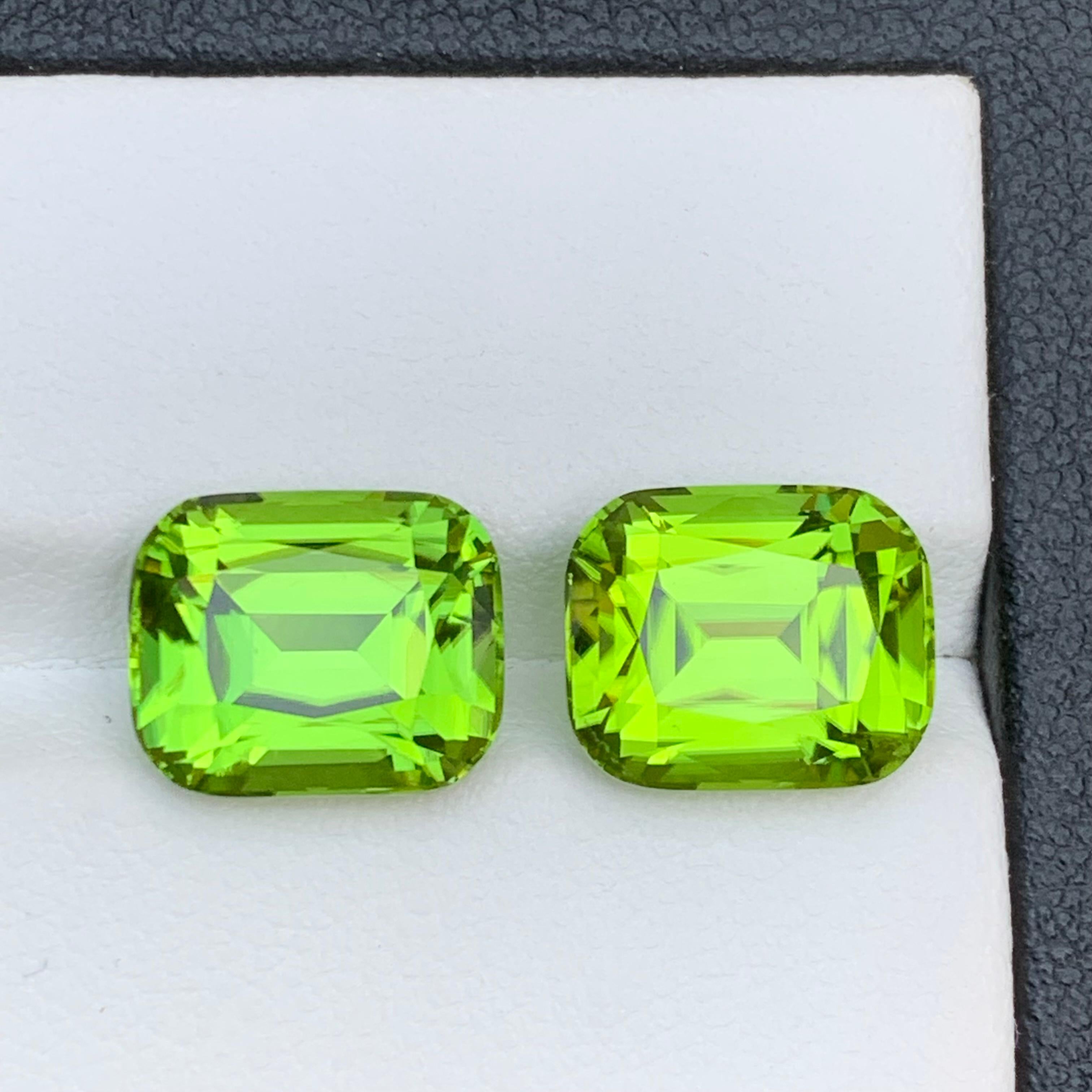 Pendientes de peridoto natural verde vivo Pareja de gemas sueltas Perfect Match 11,60 qt en venta 3