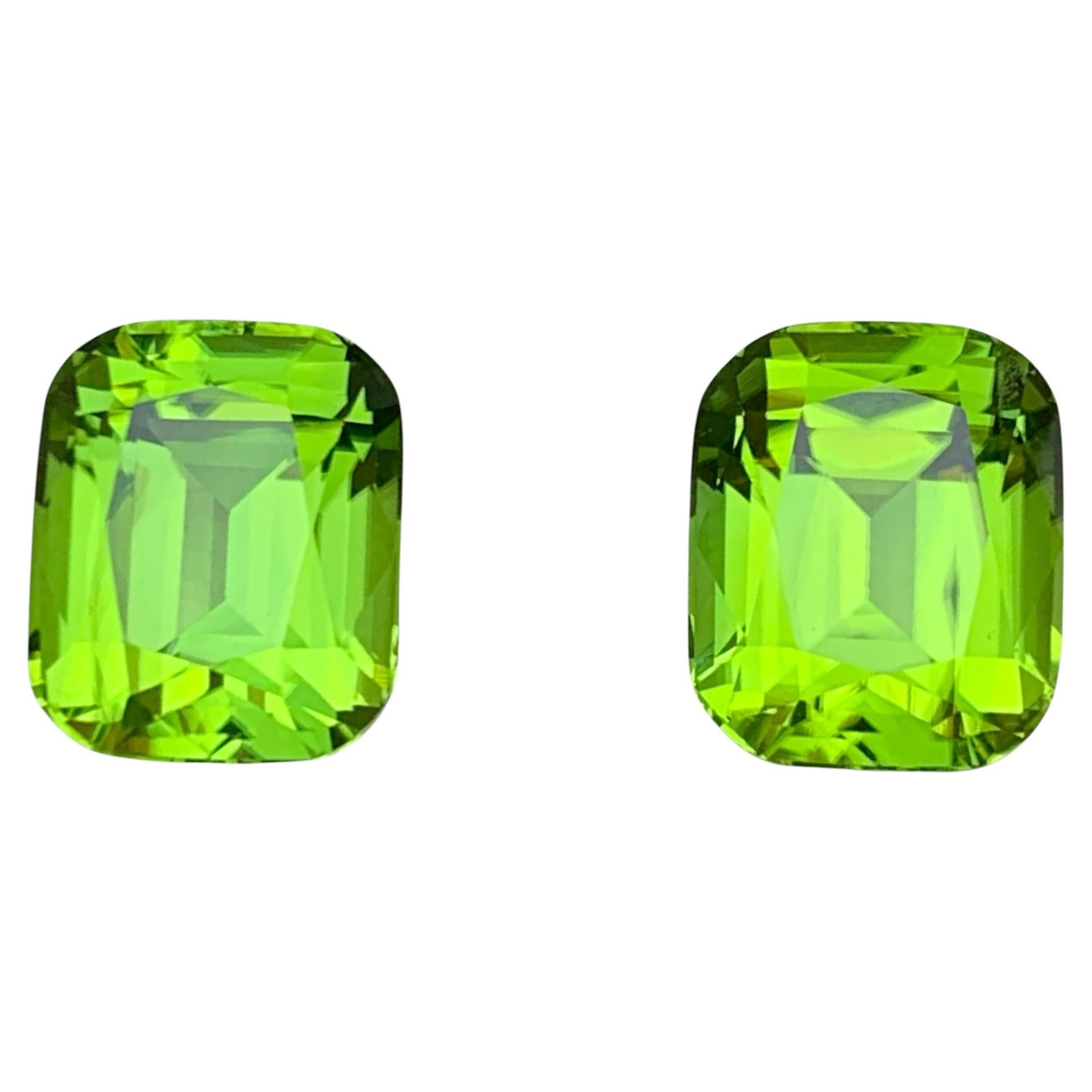 Pendientes de peridoto natural verde vivo Pareja de gemas sueltas Perfect Match 11,60 qt