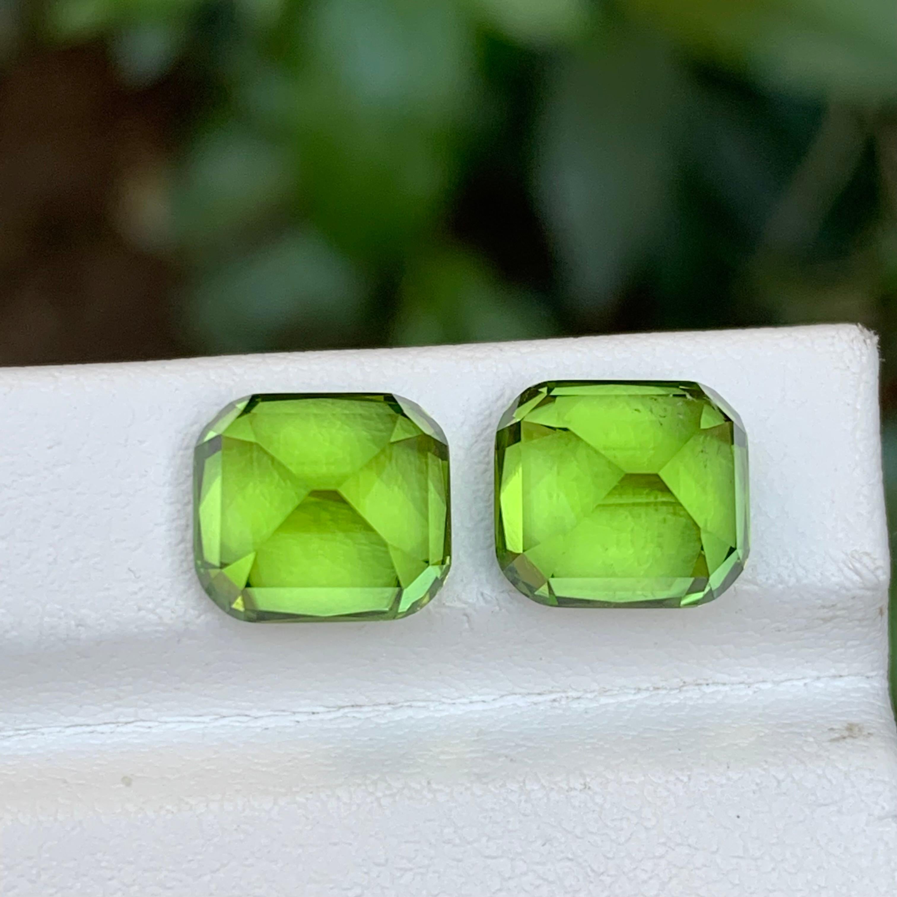 Vivid Green Natural Peridot Earrings Loose Gemstone Perfect Pair 10.50 Ct-Jewel For Sale 3
