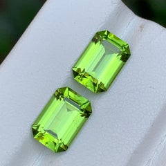 Vivid Green Natural Peridot Earrings Loose Gemstone Perfect Pair 5.80 Ct-Jewel