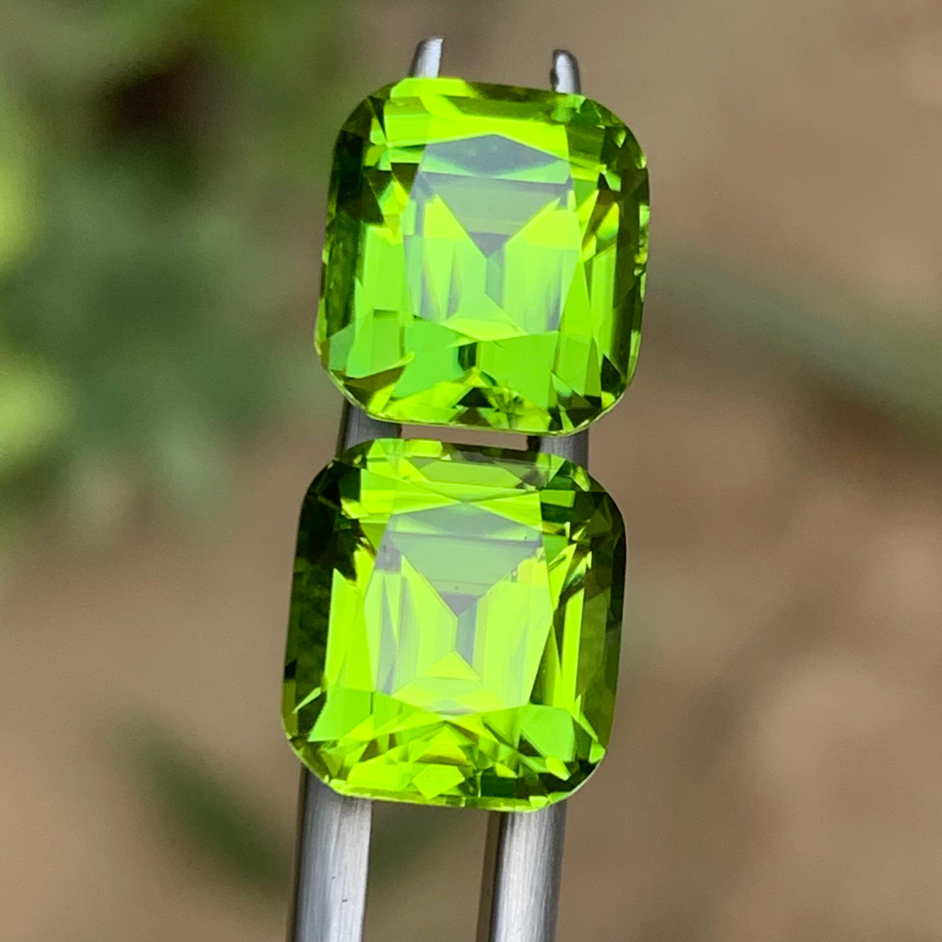 Boucles d'oreilles péridot vert vif pierres précieuses en vrac paire parfaite 10.22Ct-Jewell en vente 5