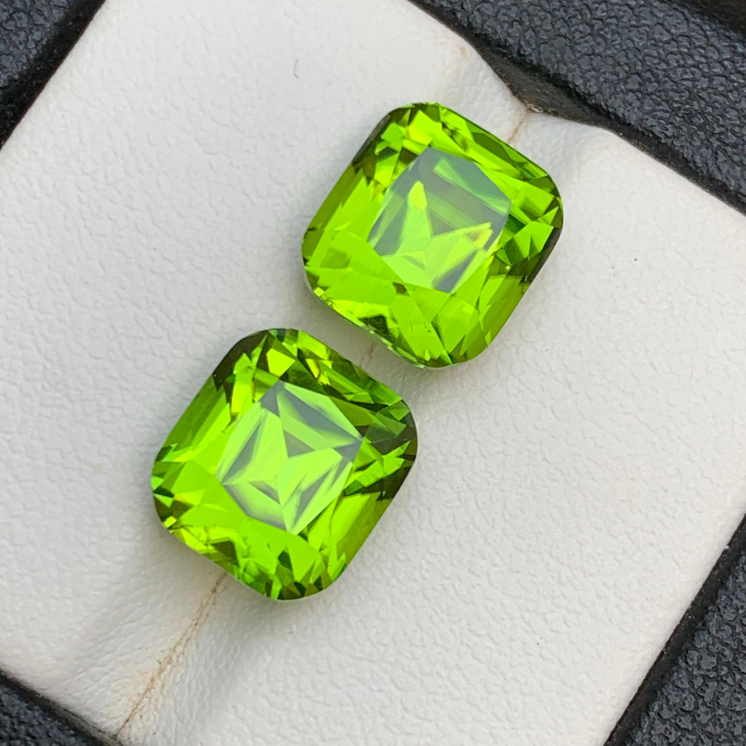 Boucles d'oreilles péridot vert vif pierres précieuses en vrac paire parfaite 13.91Ct-Jewell en vente 5