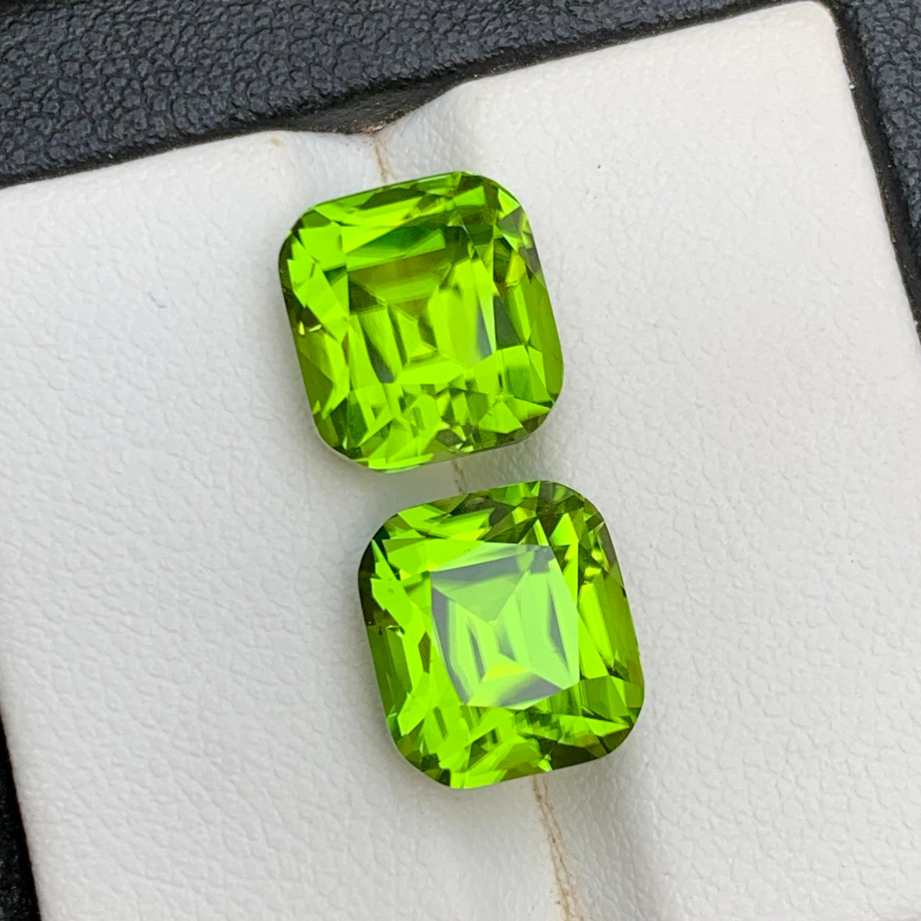 Boucles d'oreilles péridot vert vif pierres précieuses en vrac paire parfaite 13.91Ct-Jewell en vente 6