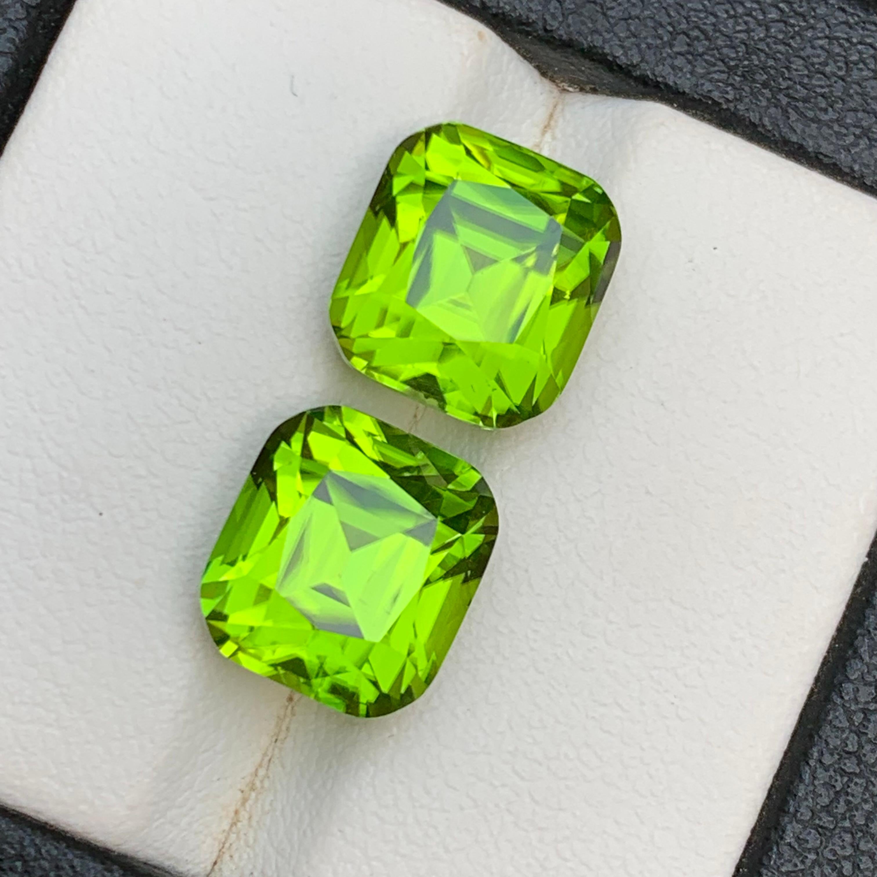 Boucles d'oreilles péridot vert vif pierres précieuses en vrac paire parfaite 13.91Ct-Jewell en vente 7