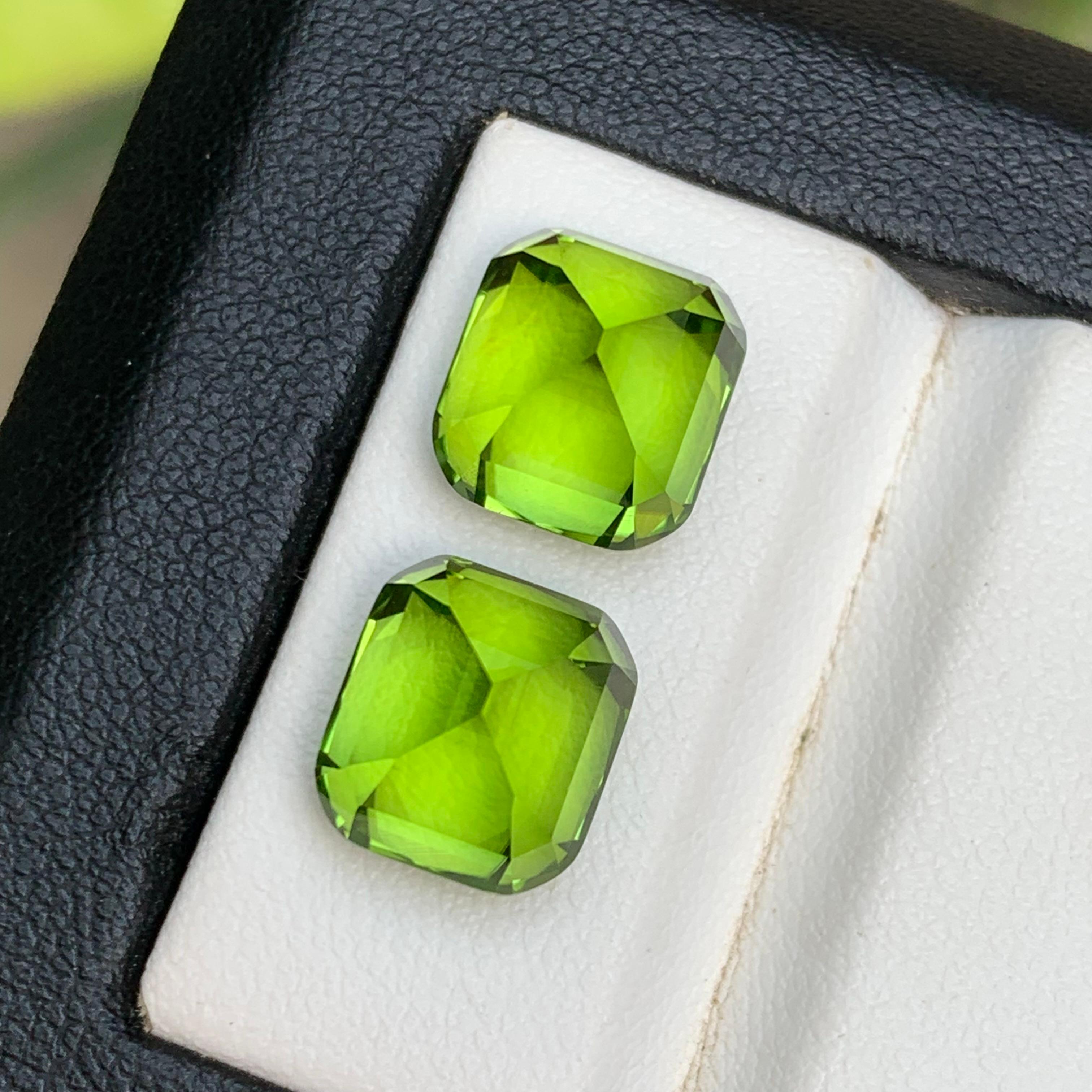 Boucles d'oreilles péridot vert vif pierres précieuses en vrac paire parfaite 13.91Ct-Jewell Unisexe en vente