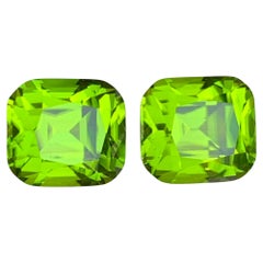 Orecchini di peridoto naturale di colore verde vivo, gemme sciolte, coppia perfetta 13.91Ct-Jewell