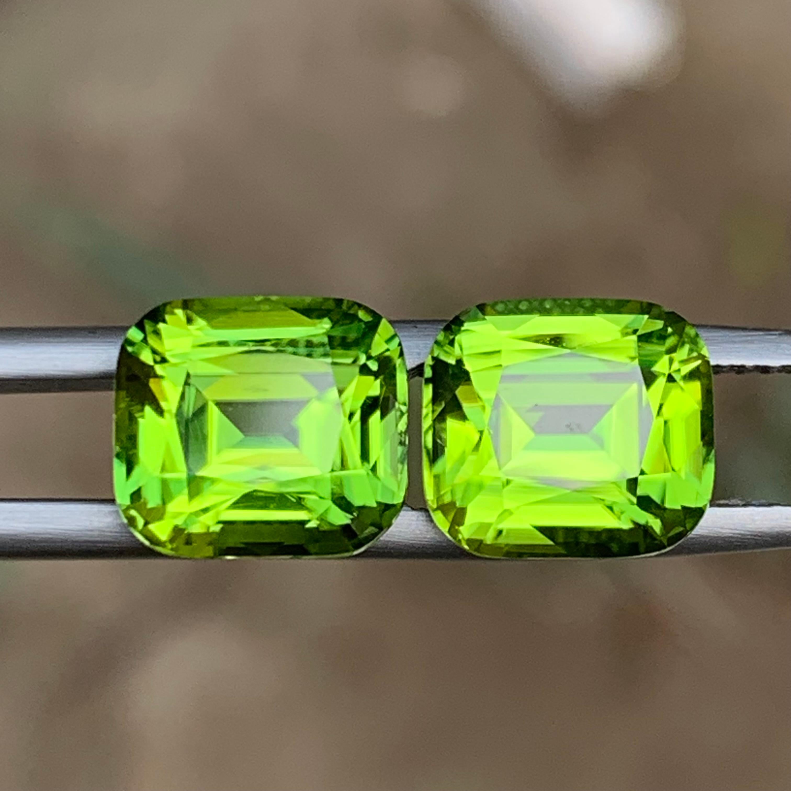 Boucles d'oreilles péridot vert vif pierres précieuses en vrac paire parfaite 8.80 Ct-Jewell en vente 5