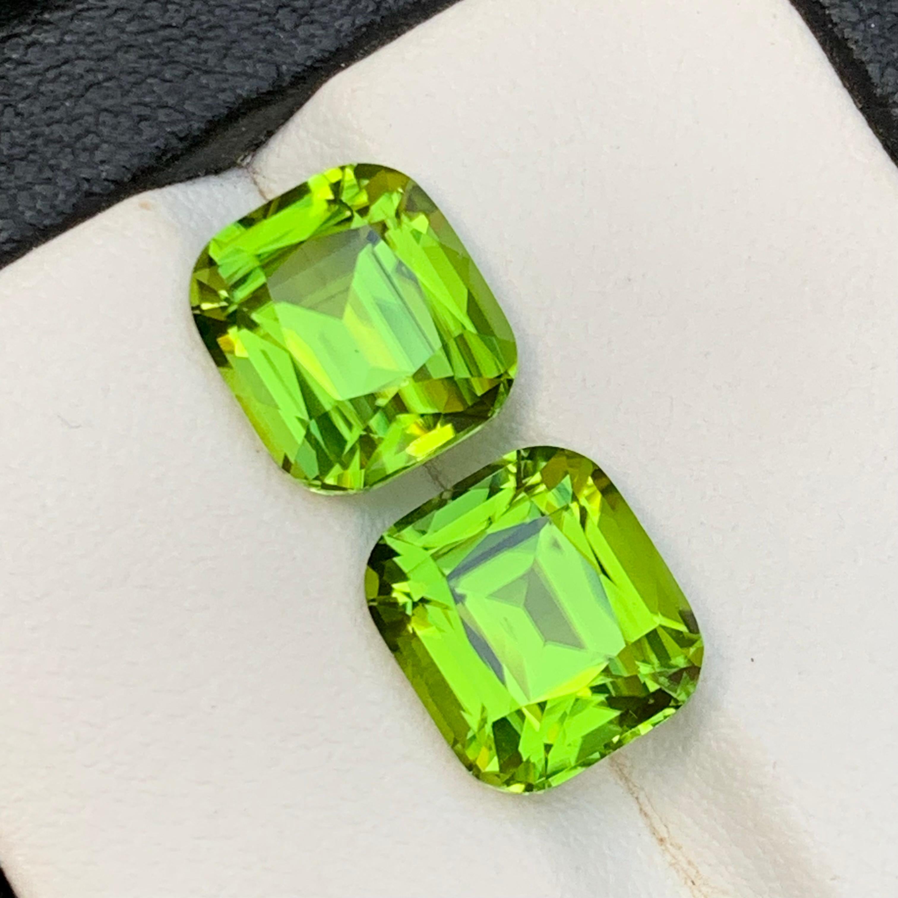 Boucles d'oreilles péridot vert vif pierres précieuses en vrac paire parfaite 8.80 Ct-Jewell en vente 2