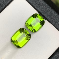 Vivid Green Natural Peridot Earrings Loose Gemstones Set 8.05 Ct Cushion Cut