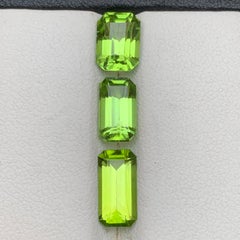 Vivid Green Natural Peridot Emerald Cut 6.26 Carat Loose Gemstones Parcel
