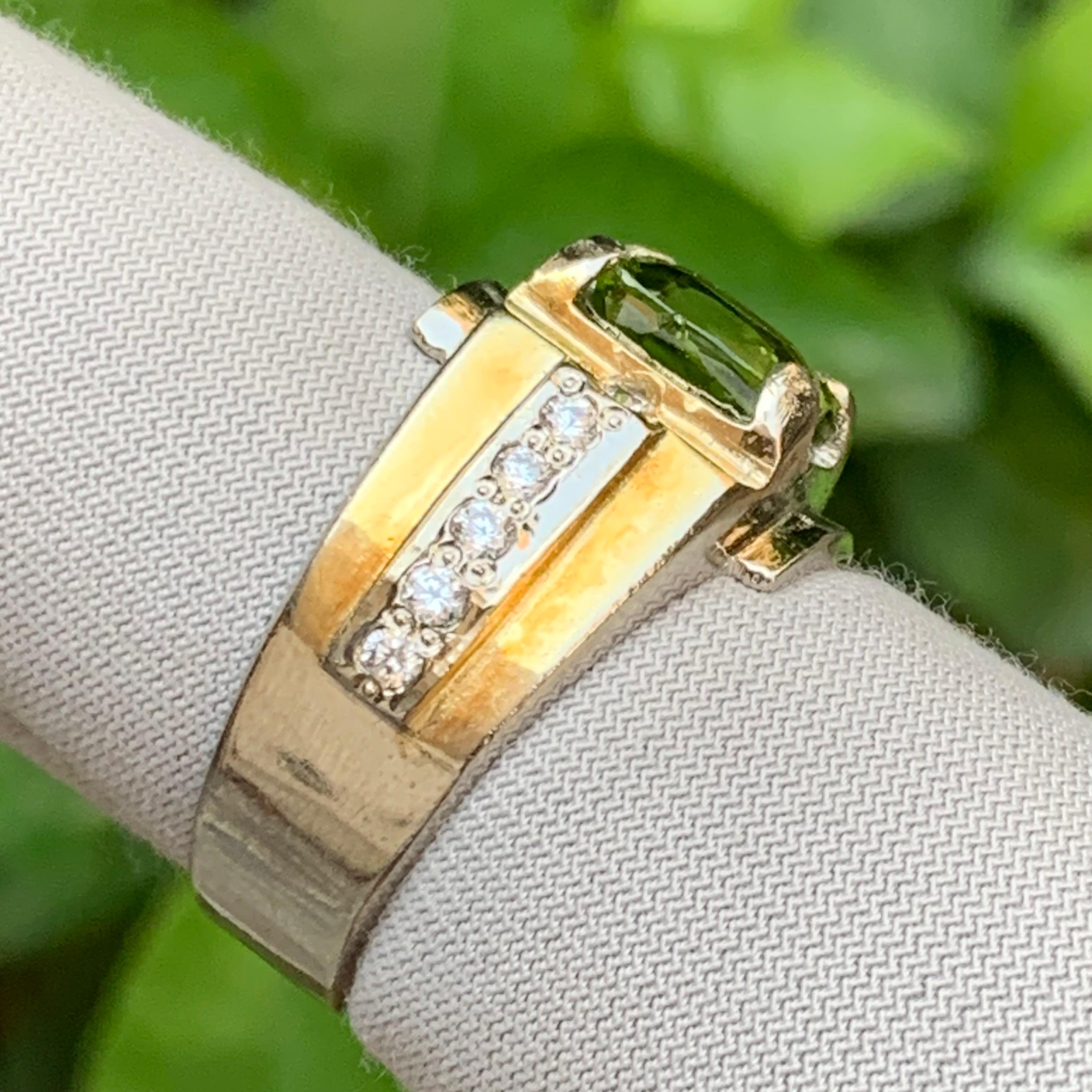 Bague en argent 925 avec péridot naturel vert vif 10.44g Taille 12 US en vente 4