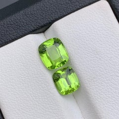 Vivid Green Natural Peridot Loose Gemstones Lot 3.20 Ct Cushion Cut for Jewelry