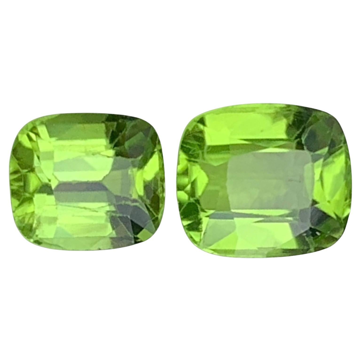 Vivid Green Natural Peridot Loose Gemstones Lot 3.20 Ct Cushion Cut for Jewelry