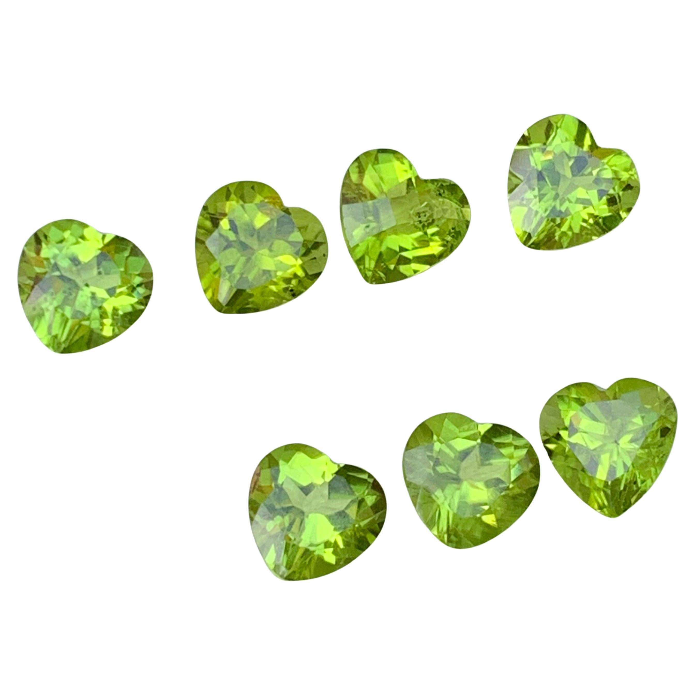 Vivid Green Natural Peridot Loose Gemstones Pairs Lot 13.85 Ct Heart Cut-Jewelry For Sale