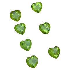 Vivid Green Natural Peridot Loose Gemstones Pairs Lot 14.20 Ct Heart Cut-Jewelry