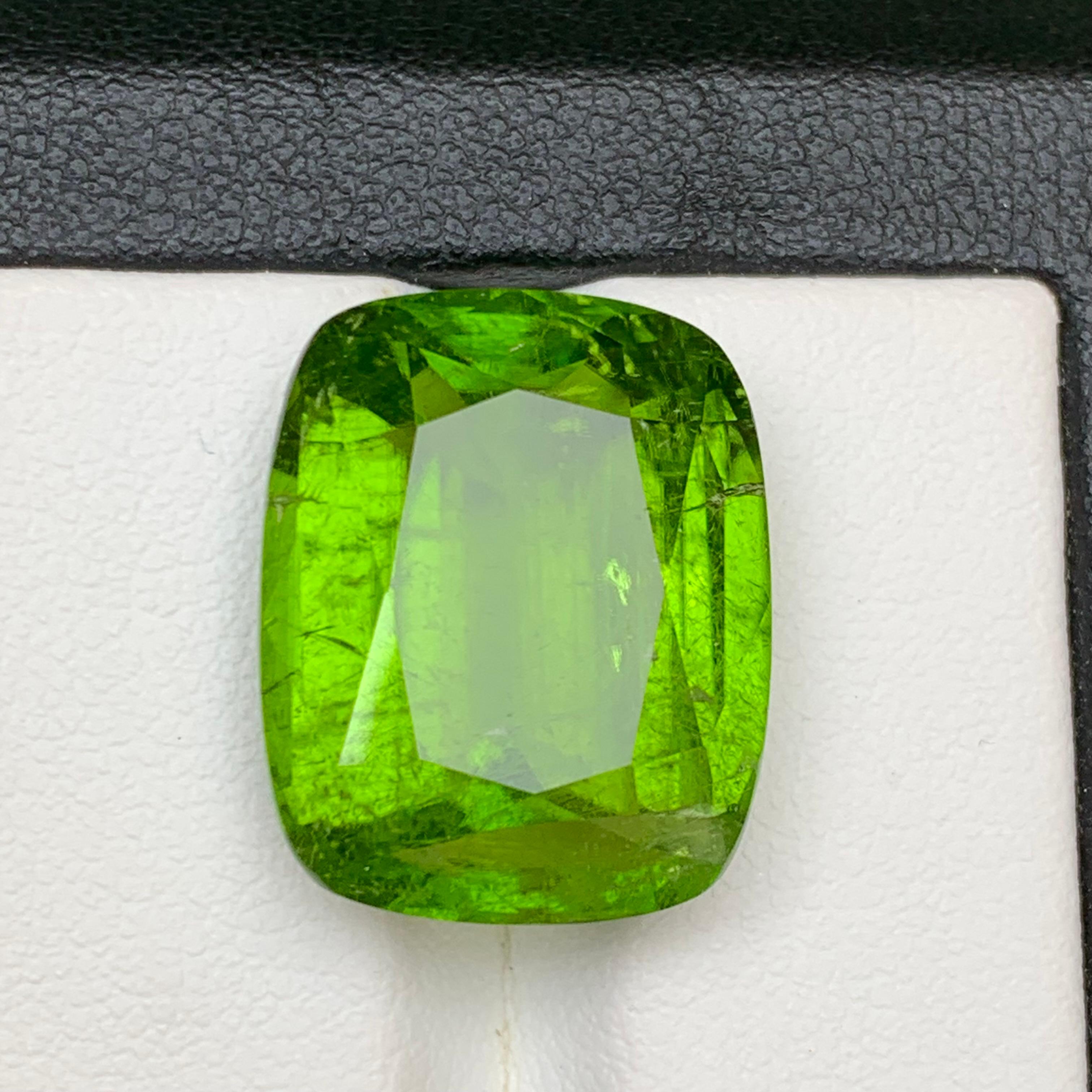 Vivid Green Natural Peridot Necklace Pendant Loose Gemstone 22.35 Ct Cushion Cut For Sale 5