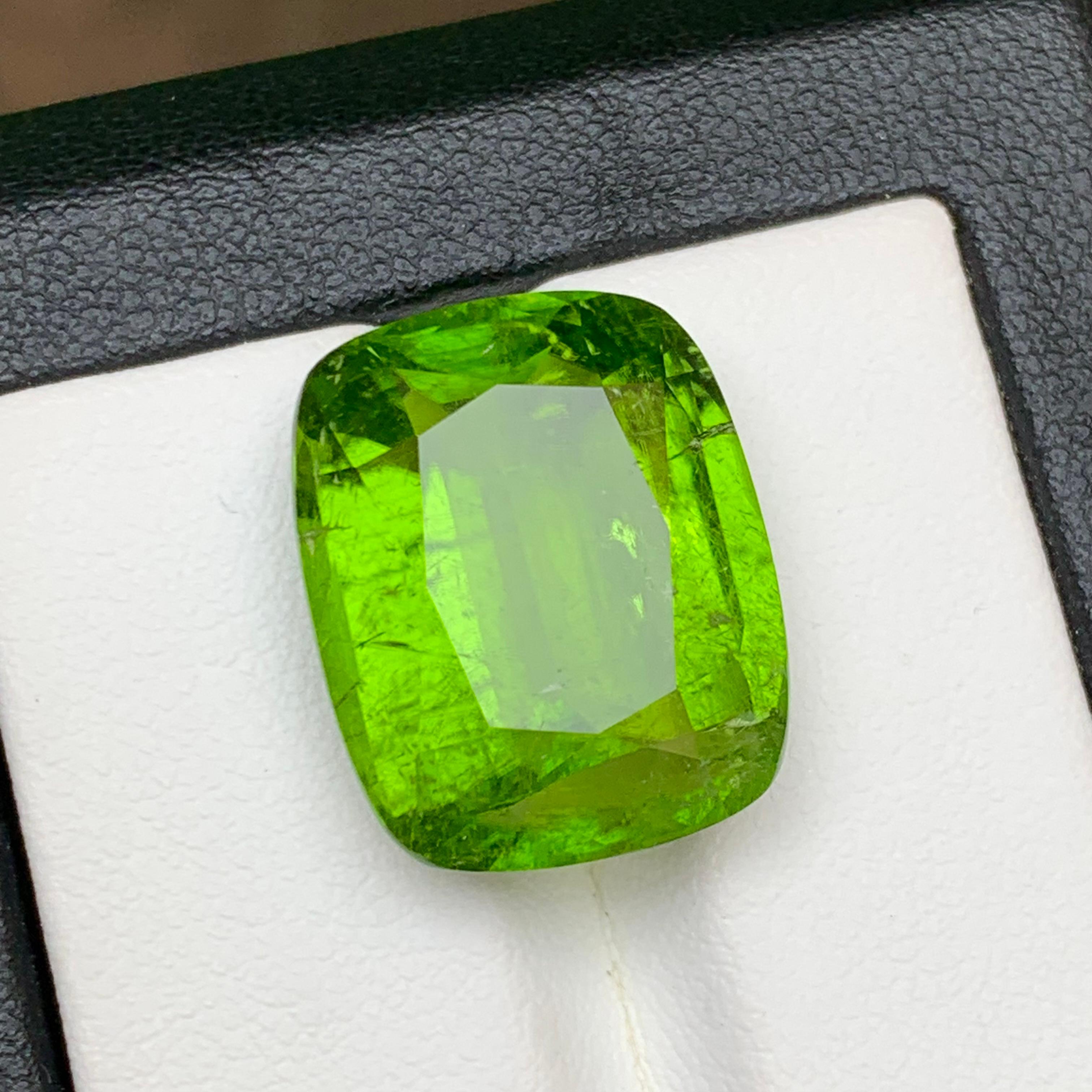 Vivid Green Natural Peridot Necklace Pendant Loose Gemstone 22.35 Ct Cushion Cut In New Condition For Sale In Peshawar, PK