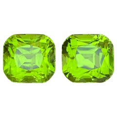Vivid Green Natural Peridot Pair Cushion Cut 8.39Carat Loose Gemstones, Pakistan
