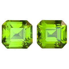 Vivid Green Natural Peridot Pair Emerald Cut 4.06 Ct Loose Gemstone for Earrings