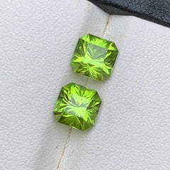 Vivid Green Natural Peridot Pair Octagon Cut 3.28 Carat Loose Gemstone, Pakistan