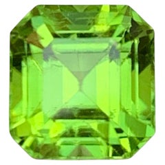 Vivid Green Natural Peridot Ring Loose Gemstone 2.60 Ct Asscher Cut for Jewelry