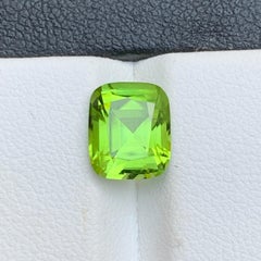 Vivid Green Natural Peridot Ring Loose Gemstone 3 Ct Cushion Cut for Jewelry