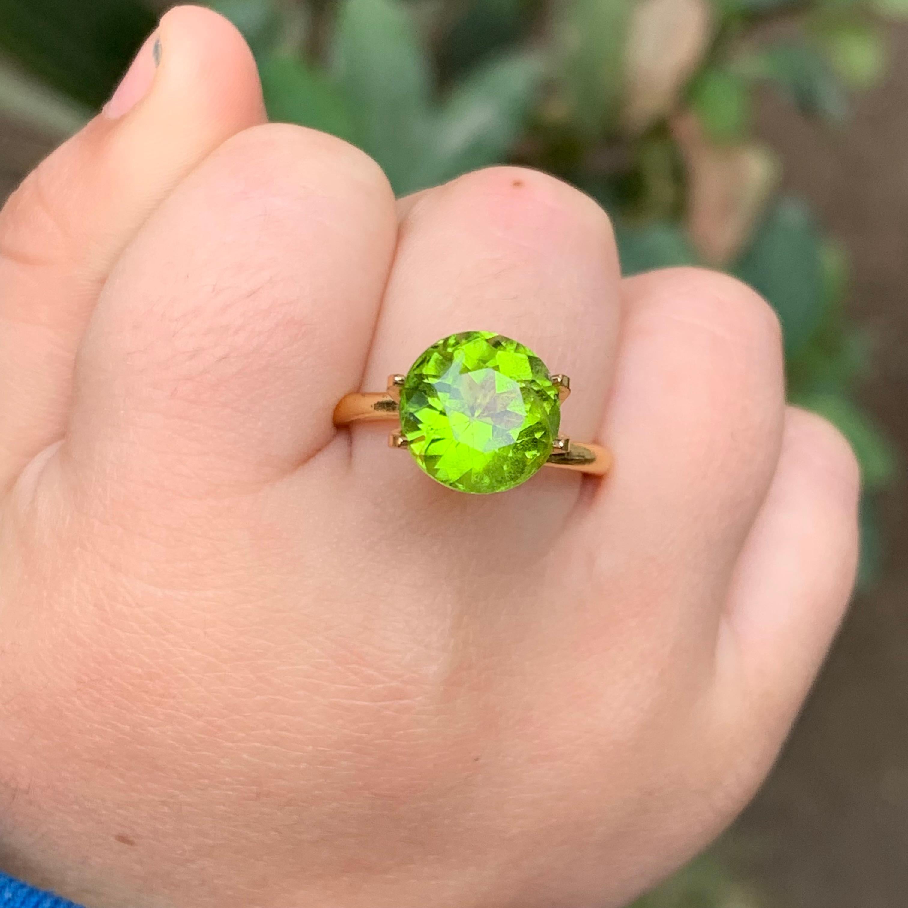Vivid Green Natural Peridot Ring Loose Gemstone 3.60Ct Round Brilliant Cut-Jewel (bague en péridot naturel vert vif) en vente 6