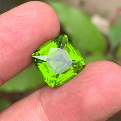 Anillo de peridoto natural verde vivo, piedra preciosa colgante 12.10 qt talla cojín-Joyería