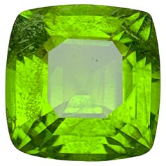 Vivid Green Natural Peridot Ring, Anhänger Edelstein 12.10 Ct Cushion Cut-Schmuck