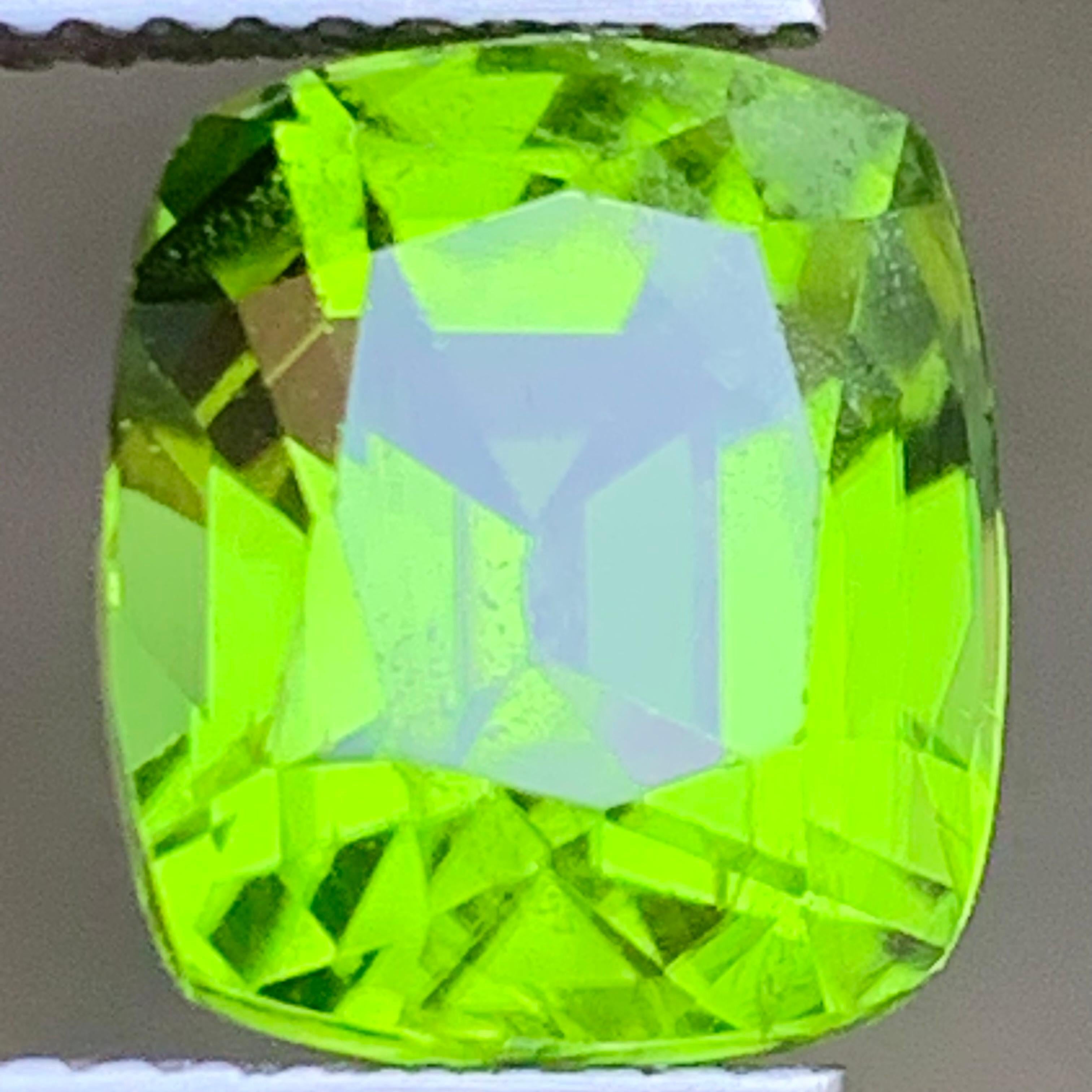 Vivid Green Natural Peridot Ring, Pendant Gemstone 5.95 Ct Cushion Cut-Jewelry 5