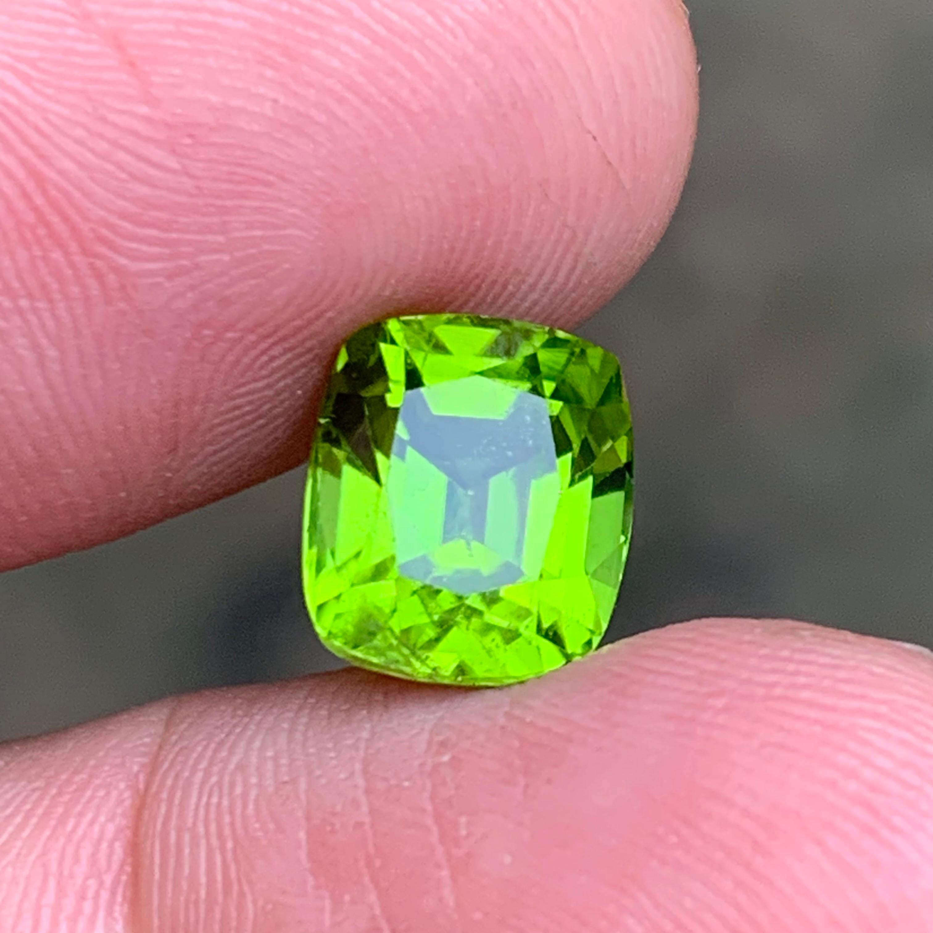 Vivid Green Natural Peridot Ring, Pendant Gemstone 5.95 Ct Cushion Cut-Jewelry 7