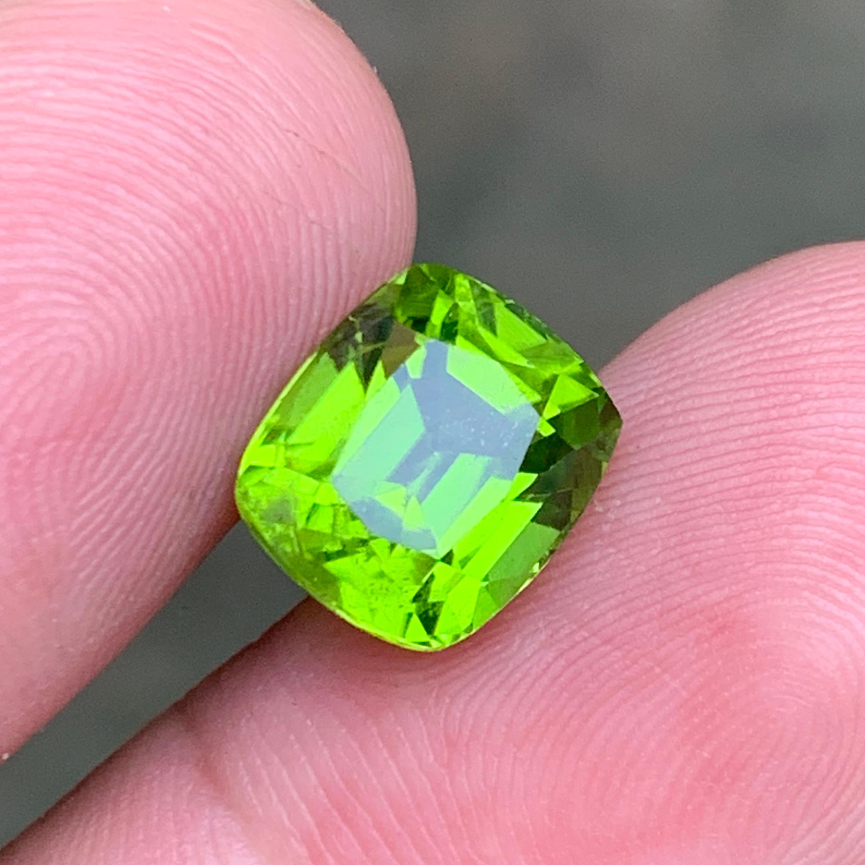  Vivid Green Natural Peridot Ring, Pendant Gemstone 5.95 Ct Cushion Cut-Jewelry Unisexe 
