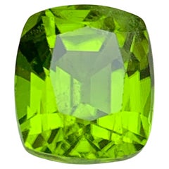 Anillo de peridoto natural verde vivo, piedra preciosa colgante 5,95 qt talla cojín-Joyería