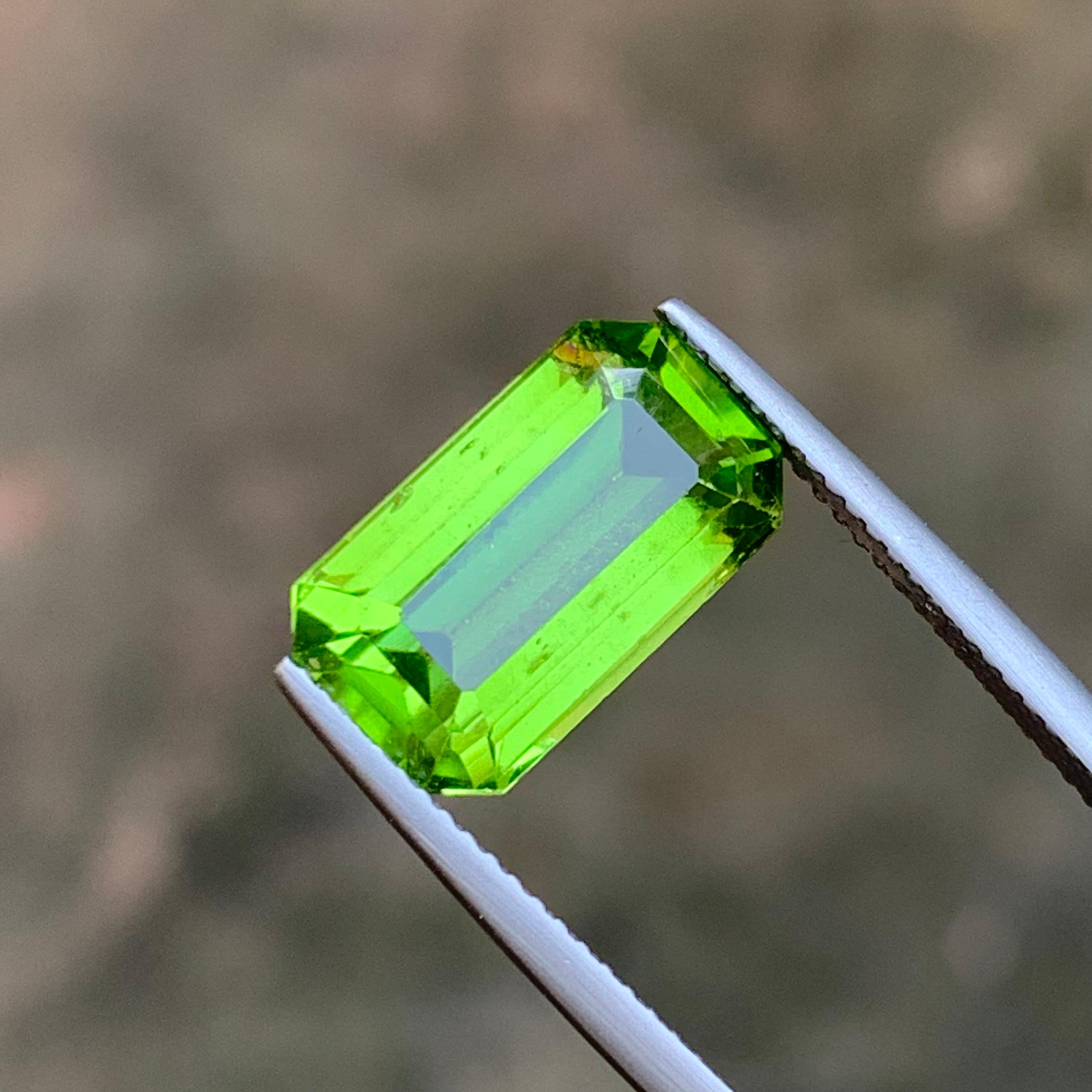 Vivid Green Natural Peridot Ring, Pendant Gemstone 6.65 Ct Emerald Cut-Jewelry 6