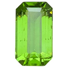 Vivid Green Natural Peridot Ring, Pendant Gemstone 6.65 Ct Emerald Cut-Jewelry