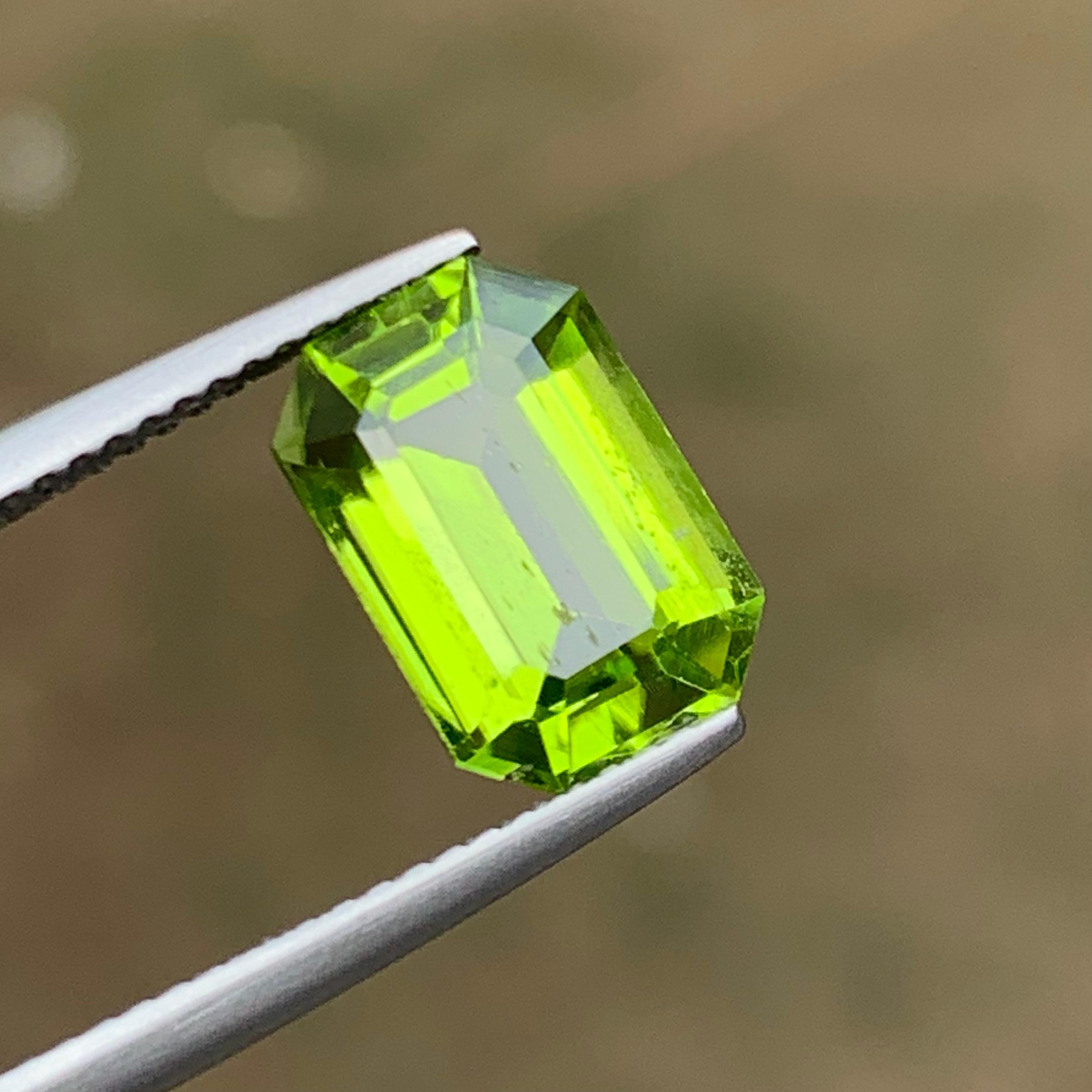 Ciondolo ad anello di peridoto naturale verde vivo, gemma sciolta da 4,15 carati, ottagono - Gioielli in vendita 5