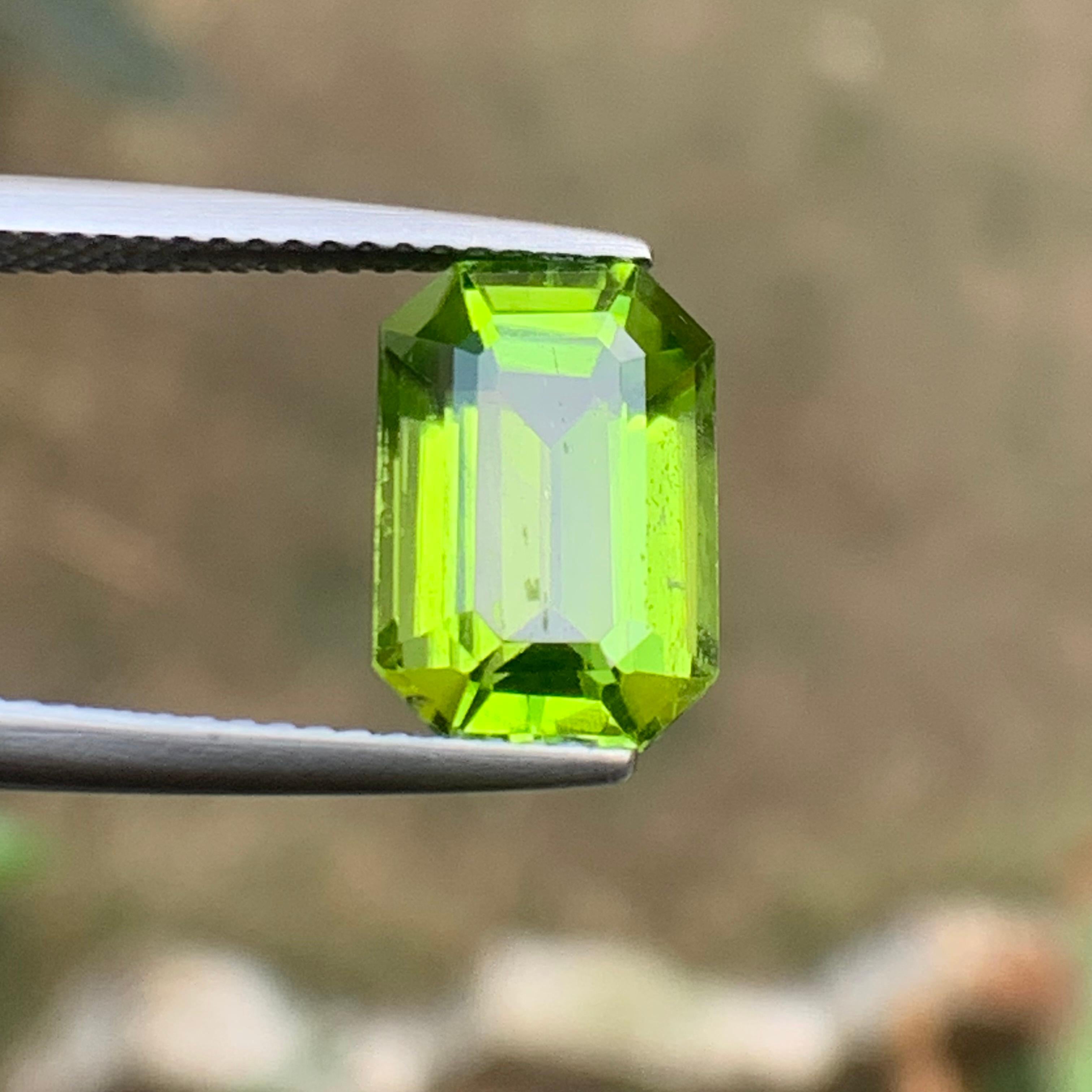 Ciondolo ad anello di peridoto naturale verde vivo, gemma sciolta da 4,15 carati, ottagono - Gioielli in vendita 1