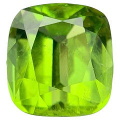 Anillo de peridoto natural verde vivo, Colgante Gema suelta 5,05 qt talla cojín