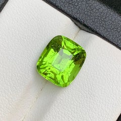 Vivid Green Natural Peridot Ring, Pendant Loose Gemstone 5.35 Carat Cushion Cut